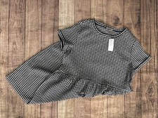 Women's LOFT Black & White Short Sleeve Babydoll Dress Size Medium NEW NWT