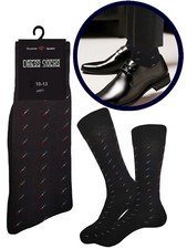 One Pair Classy Design Black Men's Dress Socks Cotton Size 10-13 True to Size