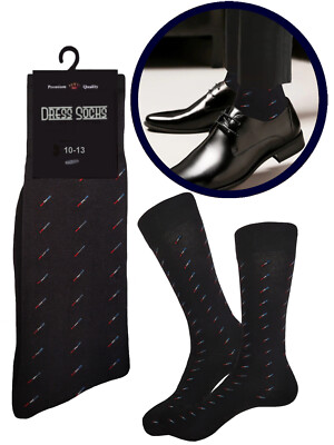 One Pair Classy Design Black Men's Dress Socks Cotton Size 10-13 True to  Size | eBay