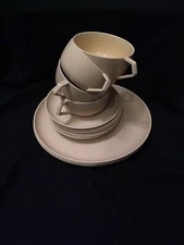 VTG Lady Arnoldware Melamine Dinnerware Plastic Almond 14 Mixed Pc Plates Cups
