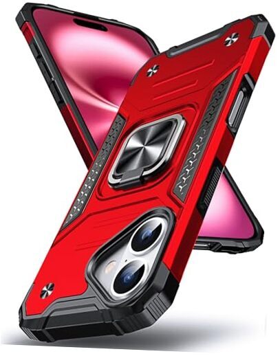 Designed for Case, Military Grade Shockproof Protective Phone iPhone 16 Red