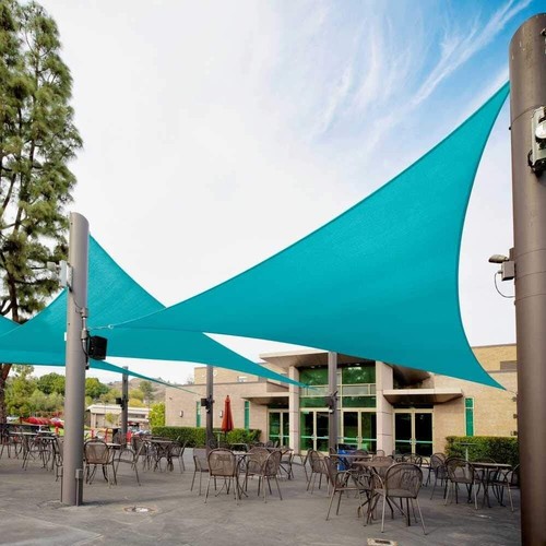 Respira fácil con vela parasol triángulo turquesa de 14' - diseño permeable al agua - Imagen 3 de 11
