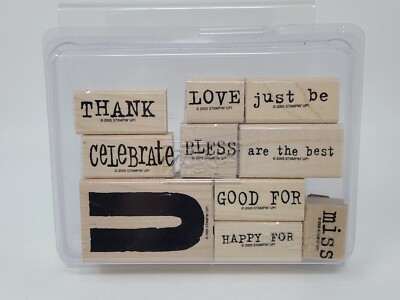 Stampin' Up - All About U 2005 Retired Sayings, Phrases, Bless, Celebrate Stamps