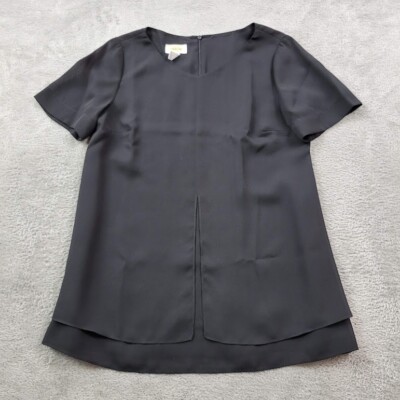 Talbots Tunic Top Womens 8 Black Layed Long Chiffon Knee Length