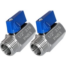 316 Stainless Steel Mini Ball Valve 1/2" NPT Female x Male Thread Shut Off Va...