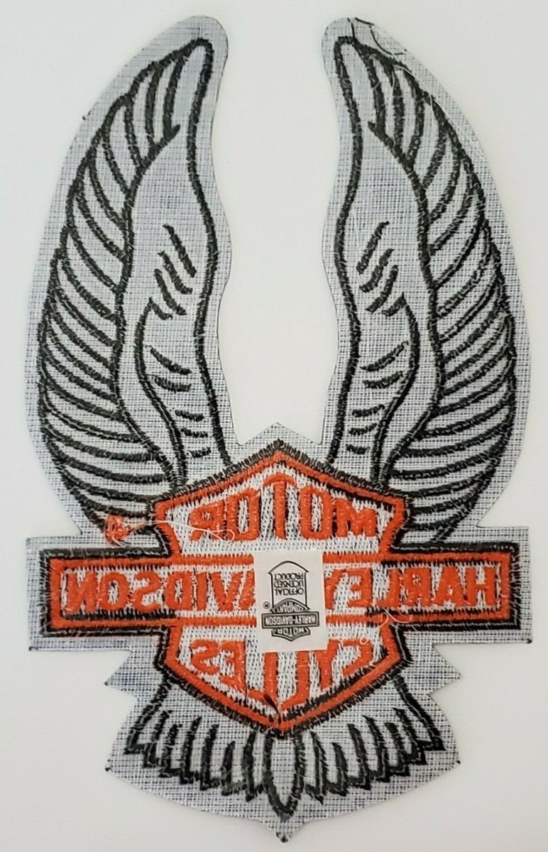 HARLEY-DAVIDSON バッジ NEW VTG HARLEY-DAVIDSON Retro Patch Gray Up Wing Long Bar