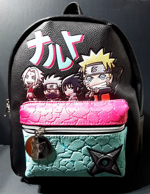 Naruto Shippuden Chibi Characters Team 7 Group Mini Black Backpack Bag VIZ MEDIA