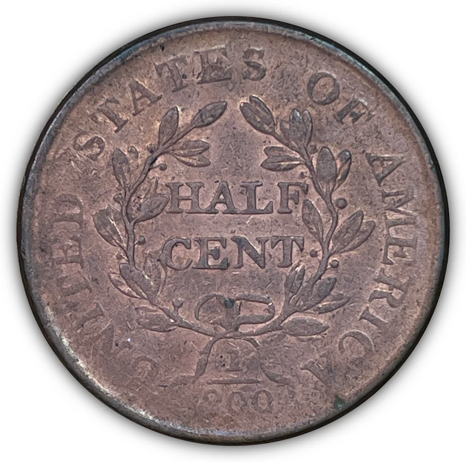 1806 Small 6 No Stems Draped Bust Half Cent Near Almost Uncirculated AU Coin - Image 2 of 3