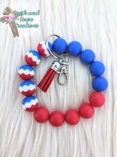 USA Beaded Keychain Bracelet