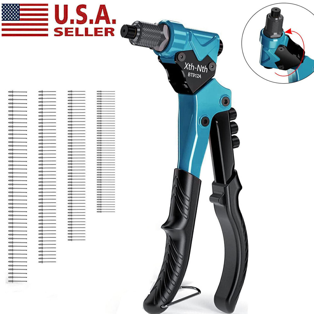 Heavy Duty Rivet Gun Manual Rivet Gun Kit with 4 Tool-Free Pieces & 200 Rivets