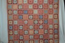 antique quilt pieced Monkey Wrench red/brown ...