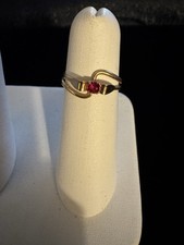 Women s 18 K Gold Over Sterling Silver Ring With Ruby Stone. Size 6.5