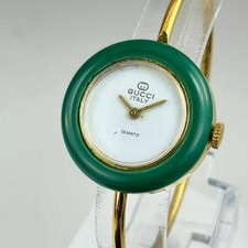 Used GUCCI Change Bezel Green Watch Ladies Vintage Quartz Junk Not working