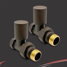 Mocha Straight Valves Radiators Towel Rails Standard Lockshiled (Pair)