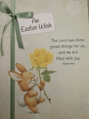 ''An Easter Wish''  - Easter Bunny with yellow rose  (5'' X 7'')