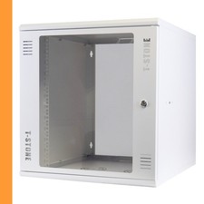 19 Zoll Netzwerkschrank 12 HE in Wei&szlig; | Tiefe 600 mm Sichtt&uuml;r + Schloss Flatpack