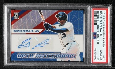 2019 Panini Donruss Optic Red Prizm 10/10 Ronald Acuna Jr #OA-RA Auto 8p8