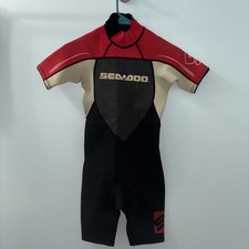 Sea Doo Youth Short Sleeve Back Zip One-Piece Wetsuit Black Gray Red - Size 8