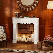 Fireplace Mantel, Freestanding Fireplace Surround w Leg for Electric Fireplaces
