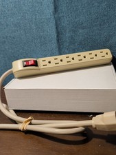 6-Outlet Power Strip Surge Protector 4 Ft Cord 15A Circuit Breaker Switch White