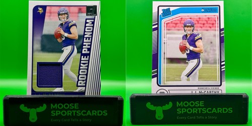2024 Donruss Football J.J. McCarthy Rookie Phenom Jersey Relic & Rated Rookie - Picture 1 of 5