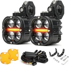 2x 3 Led Spot Light Auxiliary Motorcycle Headlights Driving High Low Fog Lamp