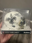 Drew Brees Autographed New Orleans Saints Flat White Mini Football Helmet - BAS