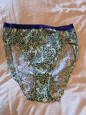 Vintage Hanes Bright Animal Print Hi-Cut Panties Size 7 Large NWOT