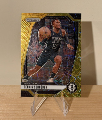 Panini Prizm 2024-25 Dennis Schröder Brooklyn Nets Gold Lazer Prizm #218 3/10