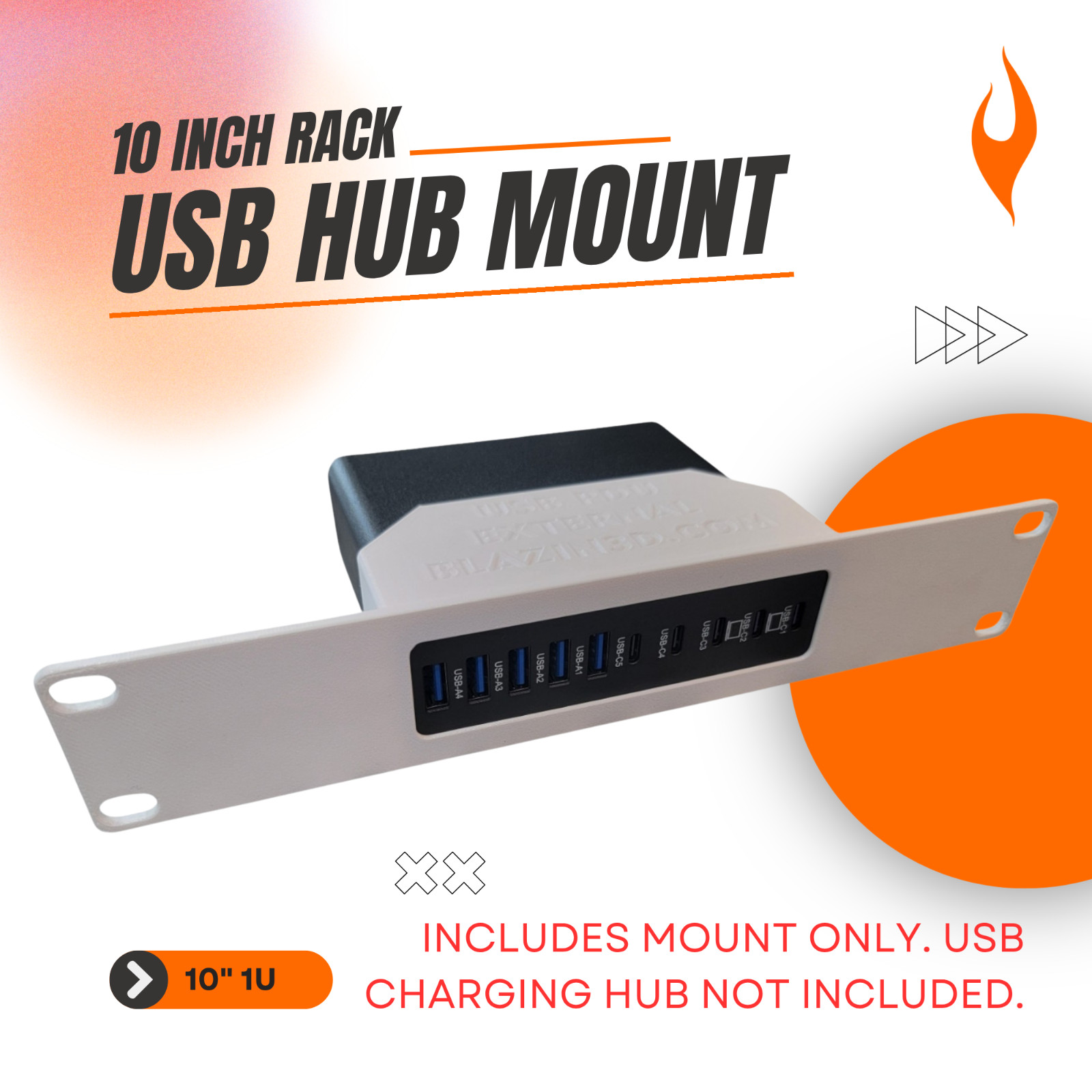 10 Inch USB Power Station Rack Mount for Home Lab, Rasberry 
