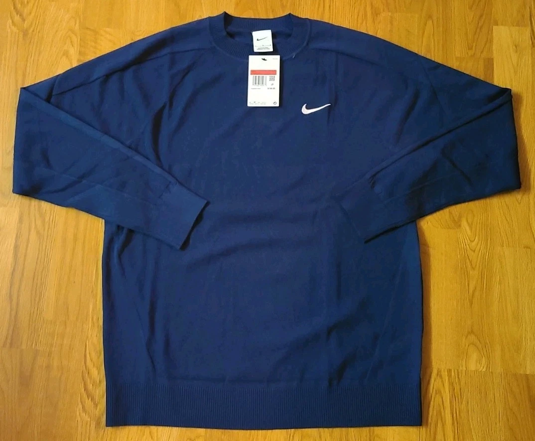 Nike Tour Golf Sweater Long Sleeve Navy Blue White Mens Size L