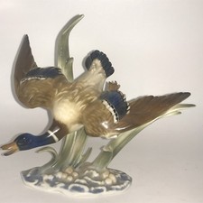 Lorenz Hutchenreuther Mini Mallard Duck In Flight Porcelain Figurine NOTE