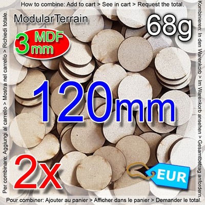 2x 3mm MDF 120mm Round Base Warhammer 40k Infinity Age Of Sigmar