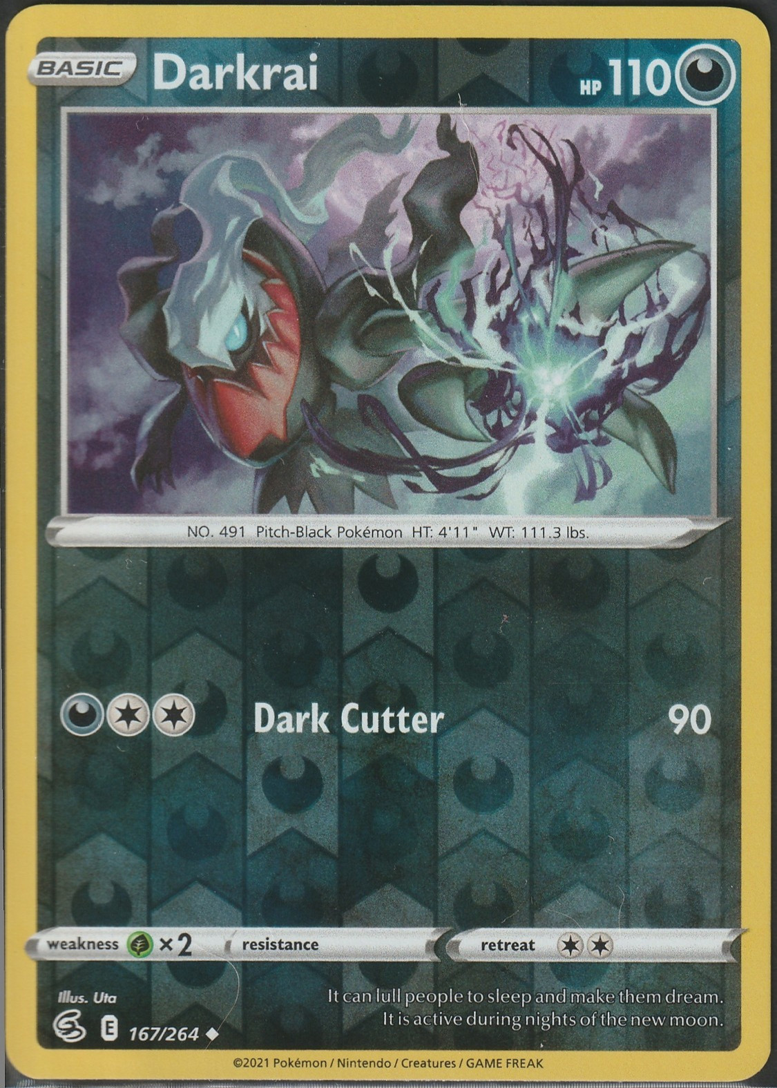 Darkrai 167/264 SWSH08: Fusion Strike Uncommon Reverse Holo Pokemon TCG LP