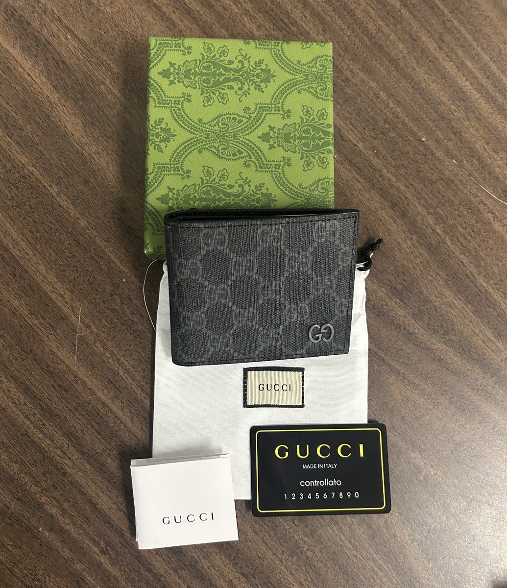 Gucci Grey GG Supreme Coin Wallet, featuring a bi-fold design | eBay