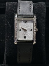 Elegant Rectangular Quartz Dress Watch New Battery  New Soft Leather Band