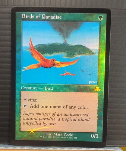 Mtg BIRDS OF PARADISE Retro Frame Foil Nm Dominaria Remastered 336 -Argo- - Foto 1 di 2