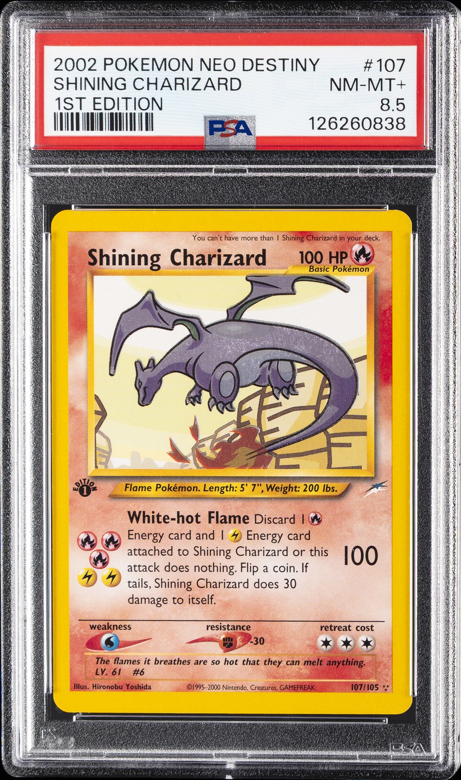 2002 POKEMON NEO DESTINY 1ST EDITION #107 SHINING CHARIZARD PSA 8.5