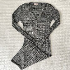 New Willow & Wind Rib Knit V-Neck Sweater Midi Dress in Dark Heather Gray Size S