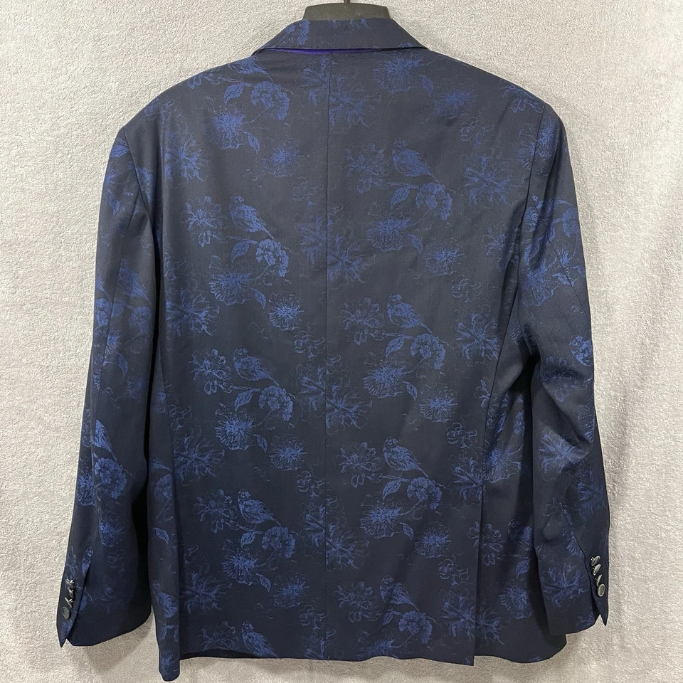Blazer Robert Graham Para Hombres 42R Chaqueta Azul Marino Floral Jacquard Paisley Lana Pico Foto 2 de 4