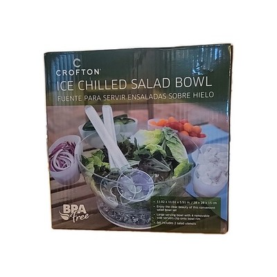 Crofton Ice Chilled Salad Bowl Set with Serving Utensils