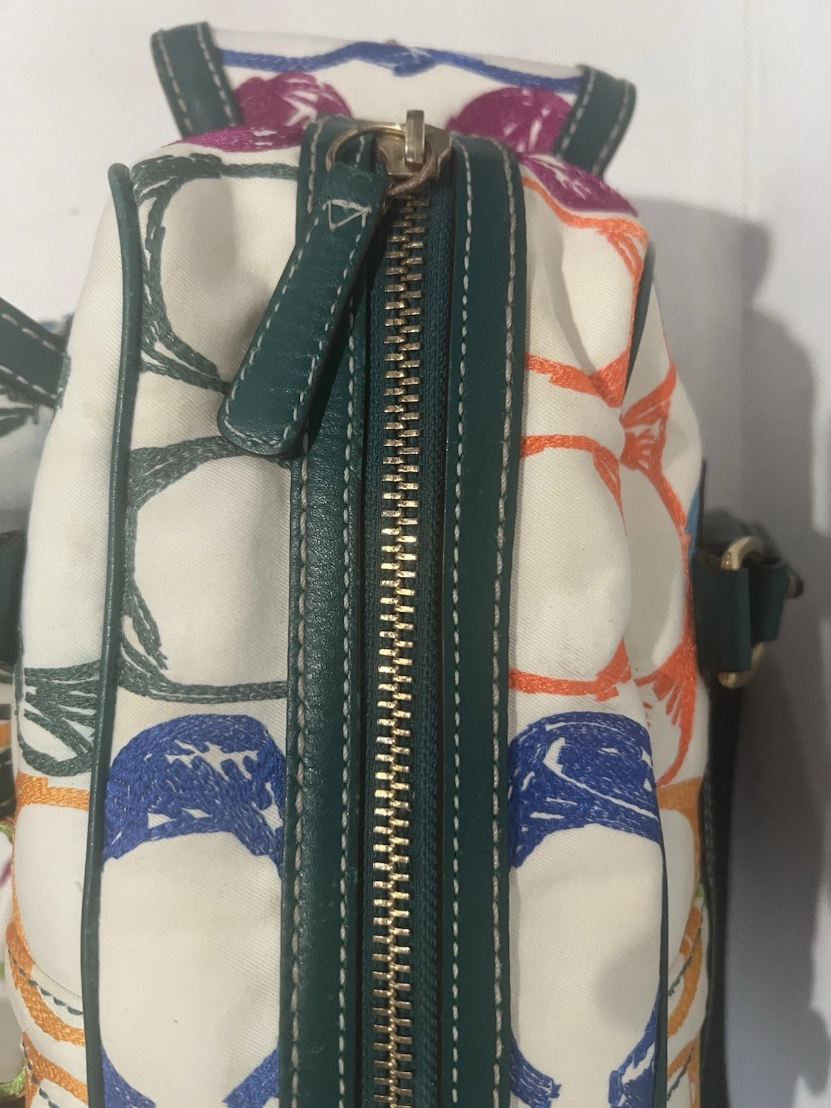 Borsa a tracolla Coach vintage cucita arcobaleno scribble grande firma #1847