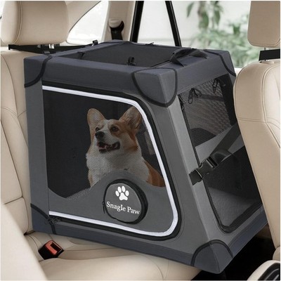 Faltbare Hundetransportbox für Auto Mittelgroße Hunde bis 36kg Grau