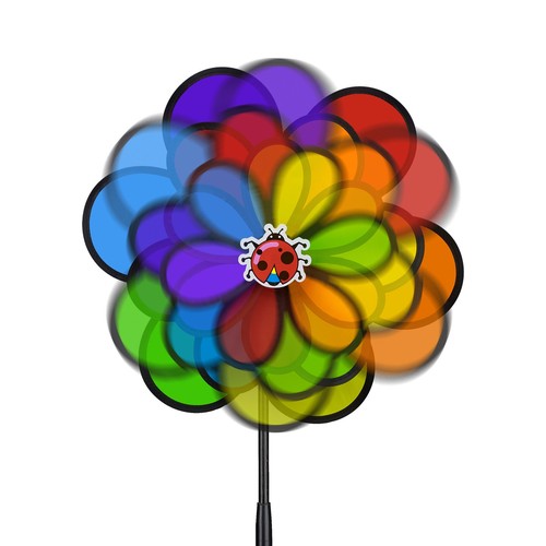 2 x Windrad Balkon, Windmühle bunt, Blumenstecker Kinder Garten Windspiel Blume - Bild 7 von 8