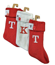 3 New Wondershop Initial Monogram Knit Christmas Stockings Red White Letters T,K