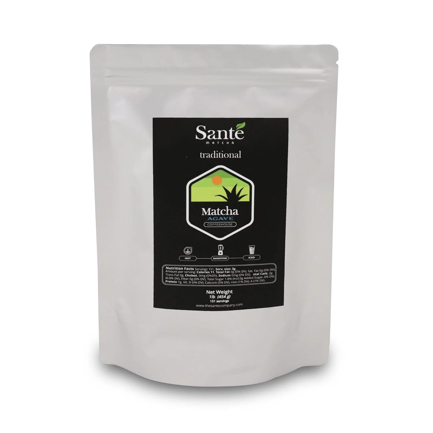 Premium Japanese Matcha with Organic Agave - 1LB for Lattes & Beverages