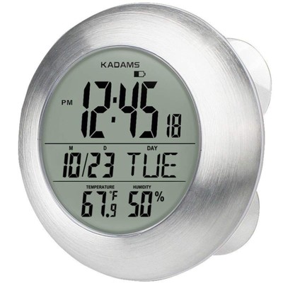 KADAMS Bathroom Shower Digital Wall Clock 9.5'' Kitchen Clock Calendar Water ...