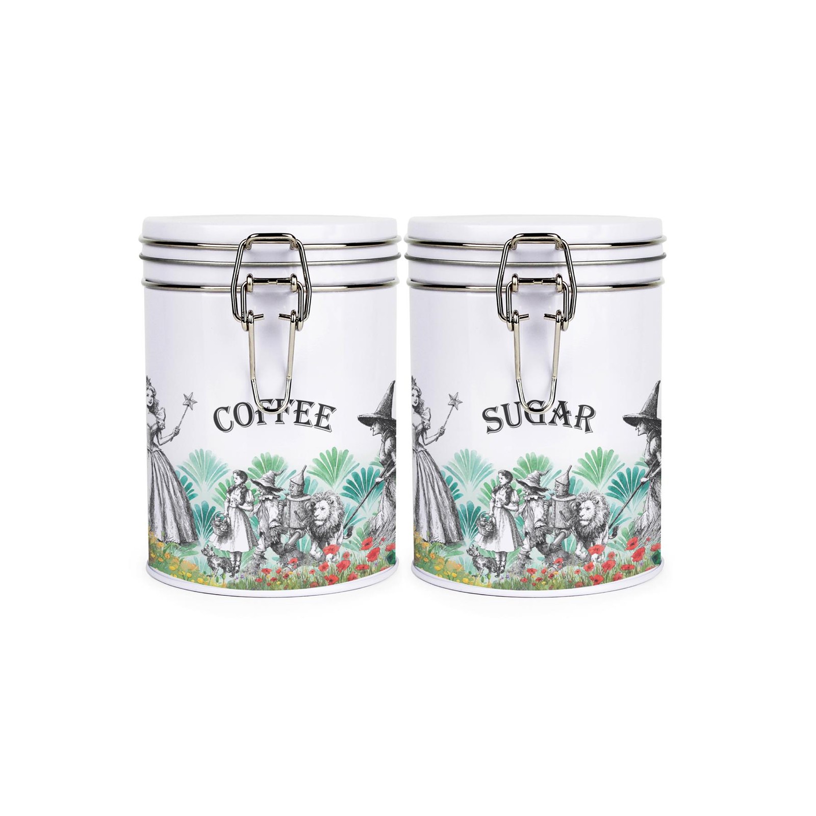 Wizard of Oz Coffee & Sugar Canister Set - Metal Clip-Lid Kitchen Storage Gift