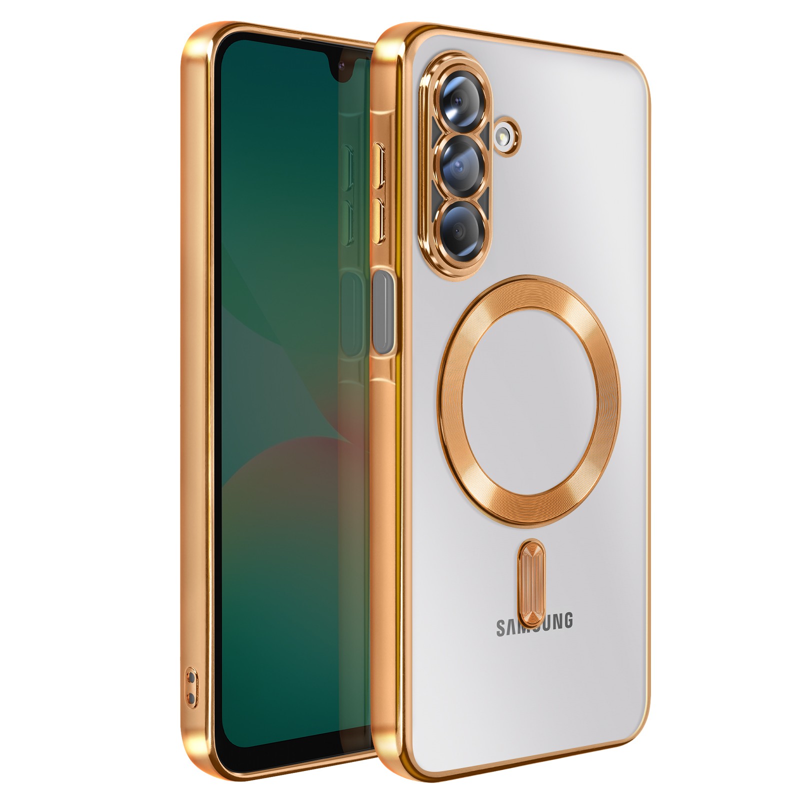 Hülle Galaxy A26 Avizar coque souple transparente à liseré or pour femme