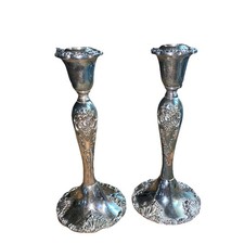 SET OF 2 Vintage Godinger Silver Art Co Candle Stick Holder Victorian VTG